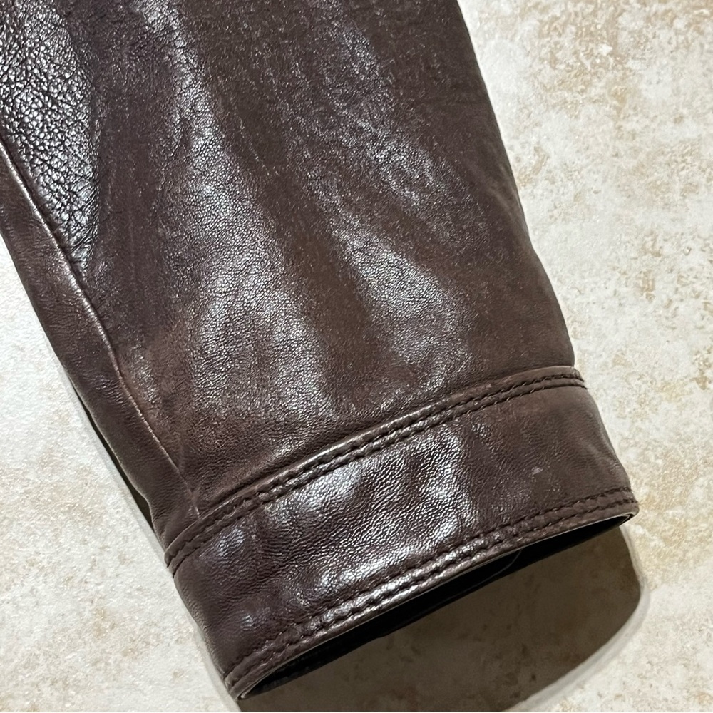 Andrew Marc New York Leather Brown Moto Racer Biker Jacket Men's Size Medium - Picture 9 of 12